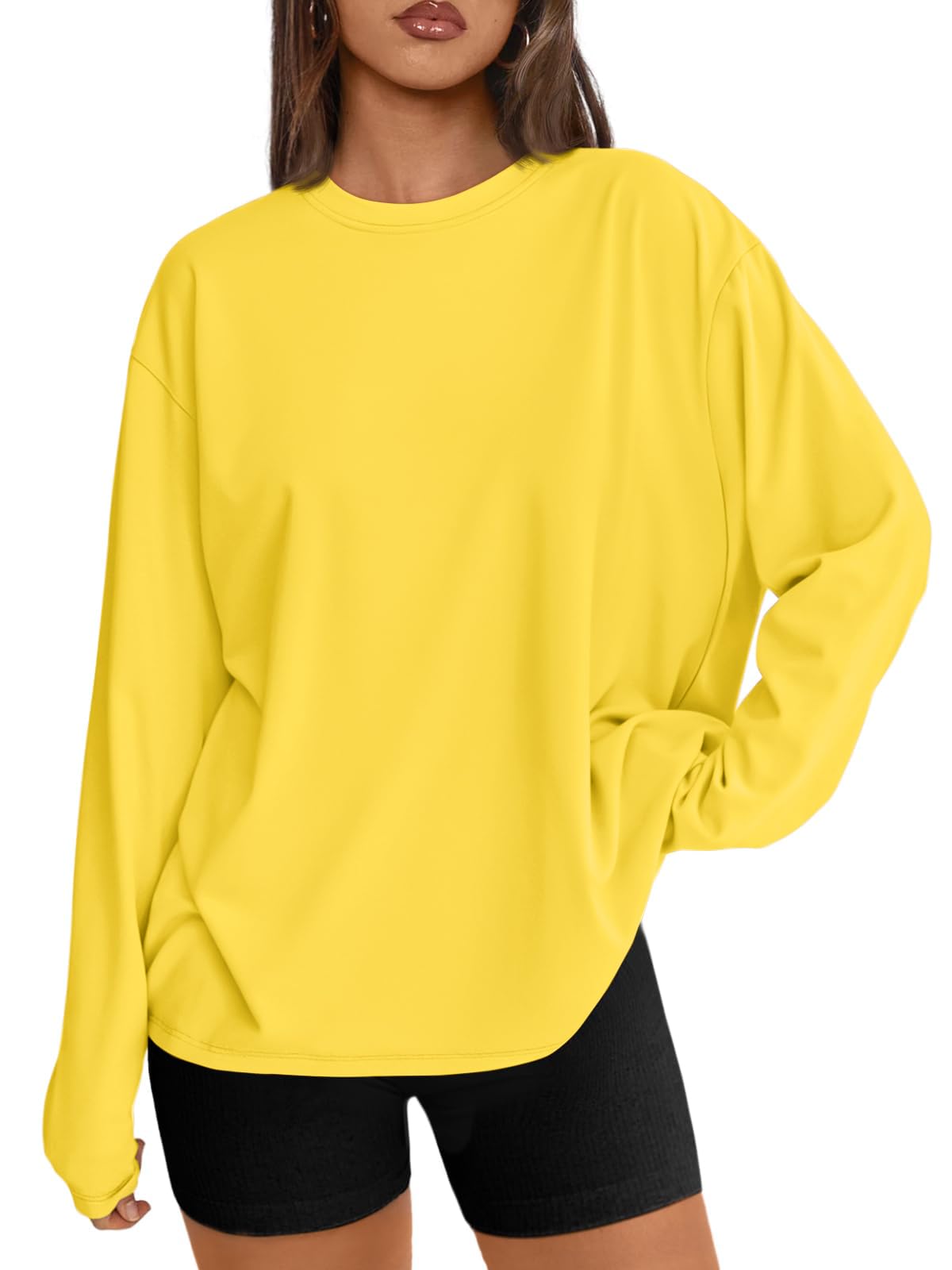 Trendy Queen Womens Oversized Long Sleeve Shirts Fall Tops 2026 Basic Tees Jansha Store