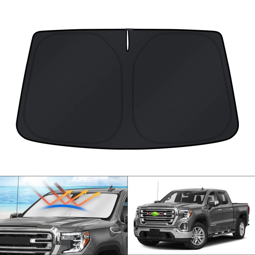 KUST Windshield Sun Shade for 2017-2026 Tesla Model Y/Model 3 Sunshade Accessories (Fit 2025-2026 Model Y Juniper / 2024 Model 3 Highland) Upgraded Foldable Sunshade, Blocks UV Rays Keep Car Cool Jansha Store