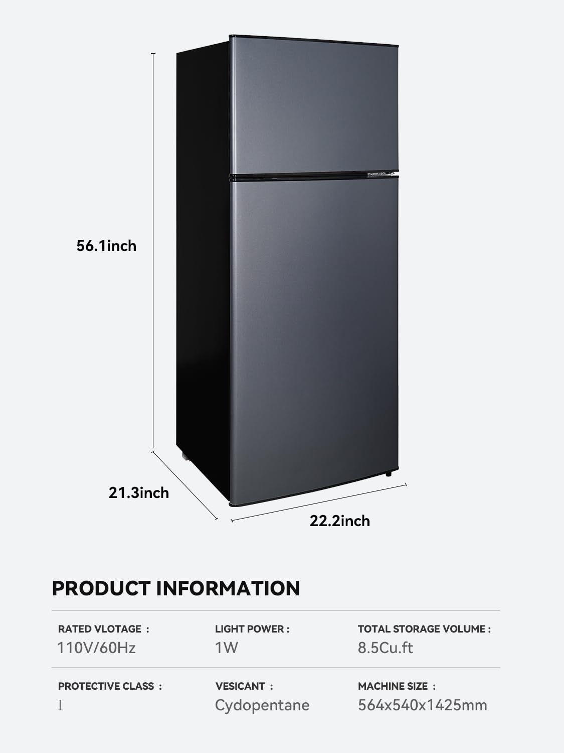 Cucina Magica Mini Fridge with Freezer, 3.8 Cu.Ft Small Fridge, Dorm Fridge Jansha Store