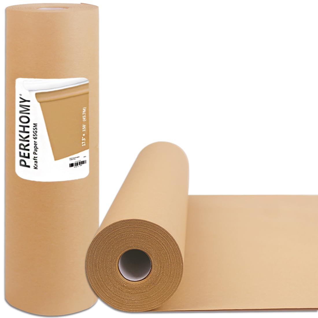PerkHomy Brown Kraft Paper Roll 17.5" x 1,200" (100') for Gift Wrapping Bulletin Board Craft Art Bouquet Flower Packing Valentines Easel Moving Shipping Floor Poster Covering Table 70GSM 50LB Jansha Store