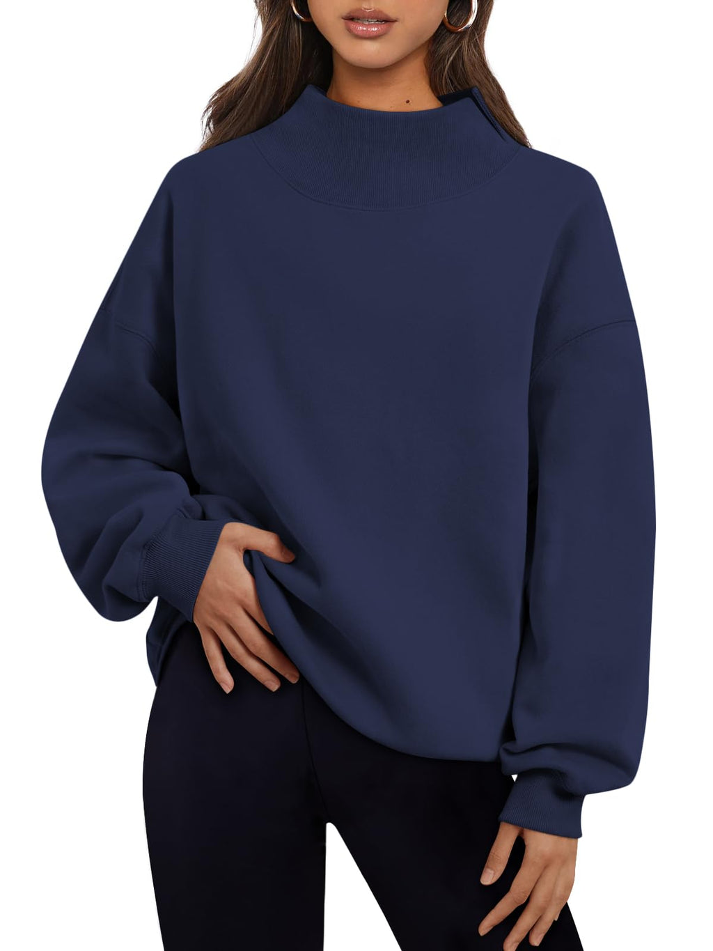 Trendy Queen Womens Mock Neck Sweatshirts Oversized Pullover Fall Outfits Jansha Store