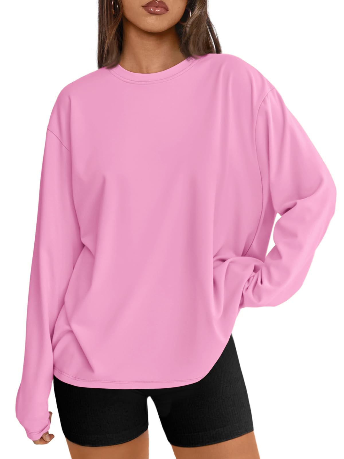 Trendy Queen Womens Oversized Long Sleeve Shirts Fall Tops 2026 Basic Tees Jansha Store