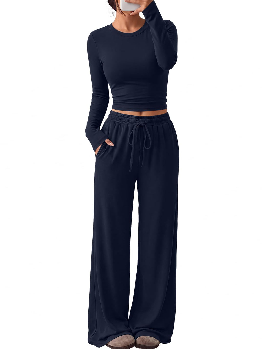 Trendy Queen Women's 2 Piece 2026 Fall Fashion Lounge Set with Pockets Jansha Store