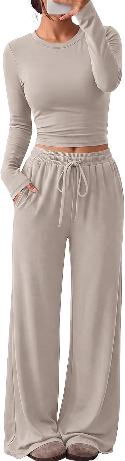Trendy Queen Women's 2 Piece 2026 Fall Fashion Lounge Set with Pockets Jansha Store