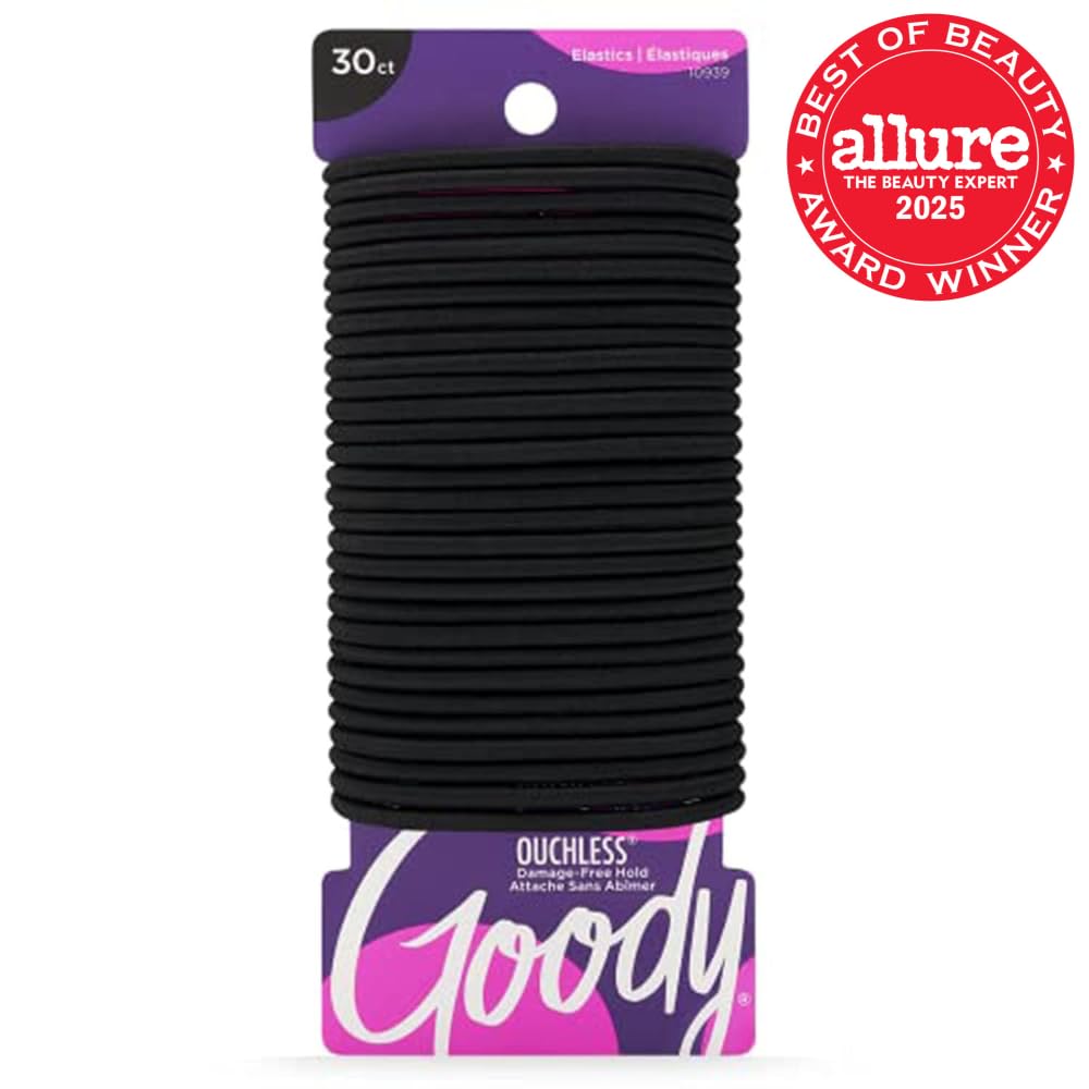Goody Ouchless Elastic Hair Ties, 30 Ct, Brown, 4MM Rubber Bands, Pain-Free Jansha Store