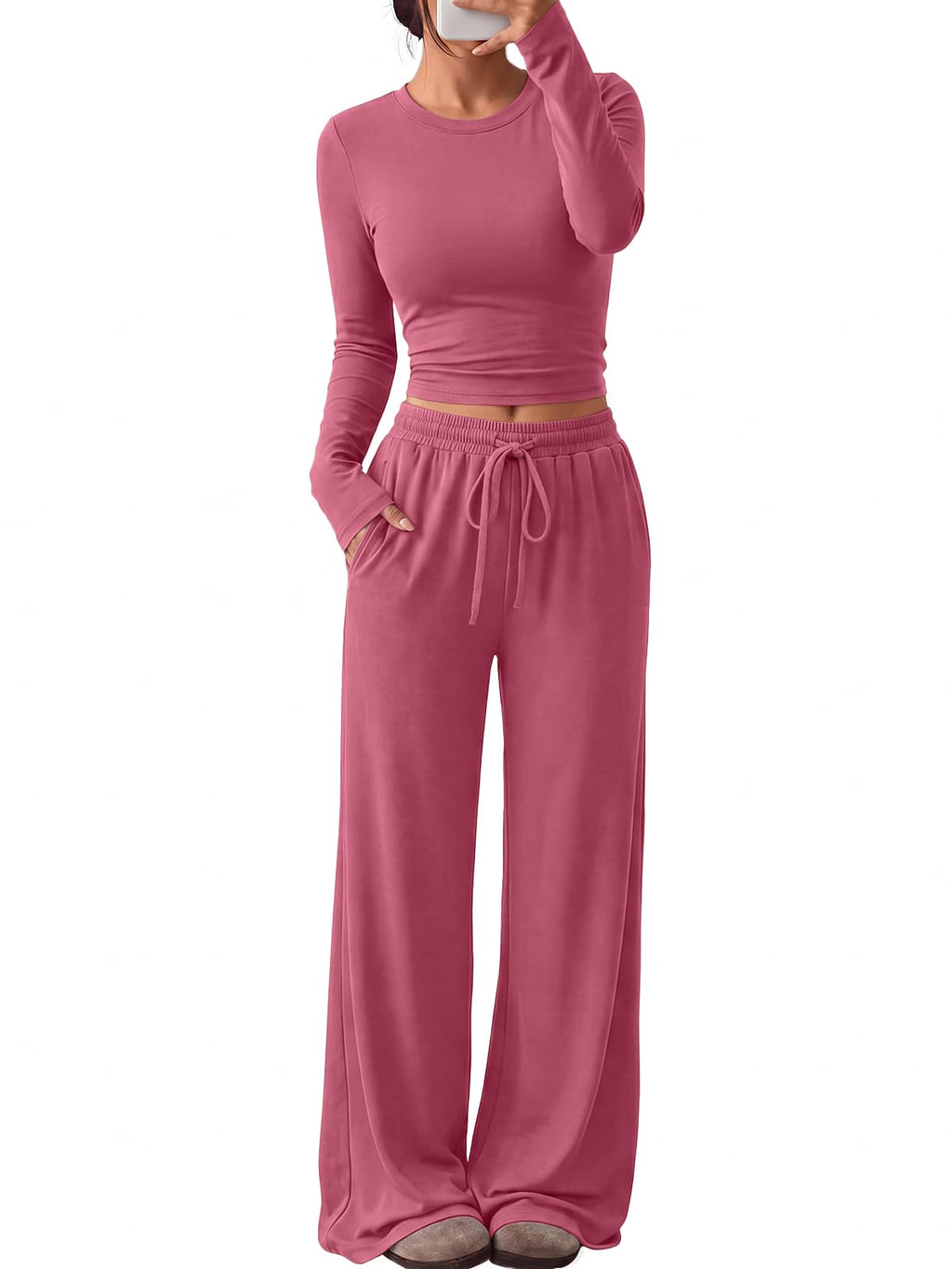 Trendy Queen Women's 2 Piece 2026 Fall Fashion Lounge Set with Pockets Jansha Store