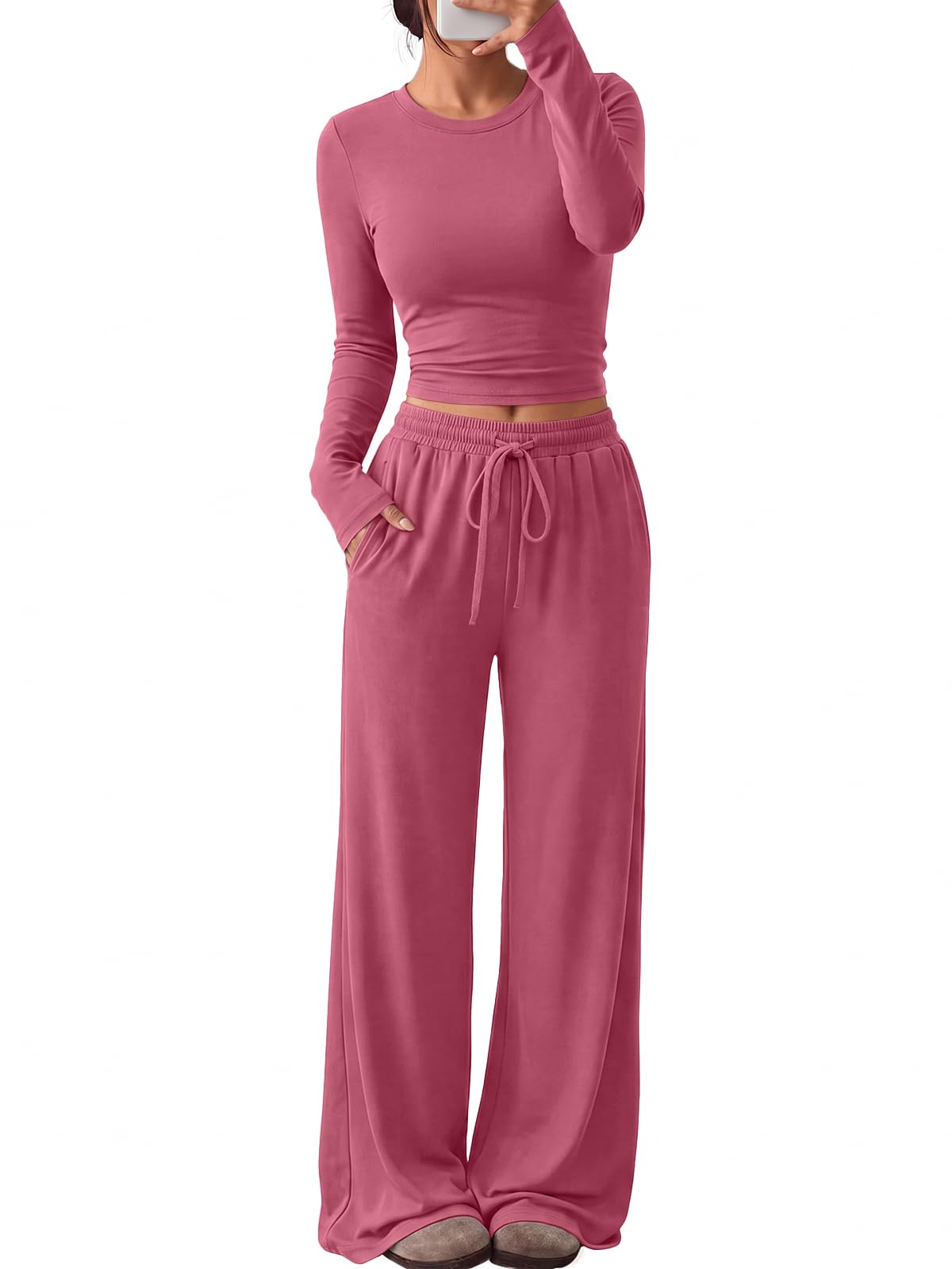 Trendy Queen Women's 2 Piece 2026 Fall Fashion Lounge Set with Pockets Jansha Store