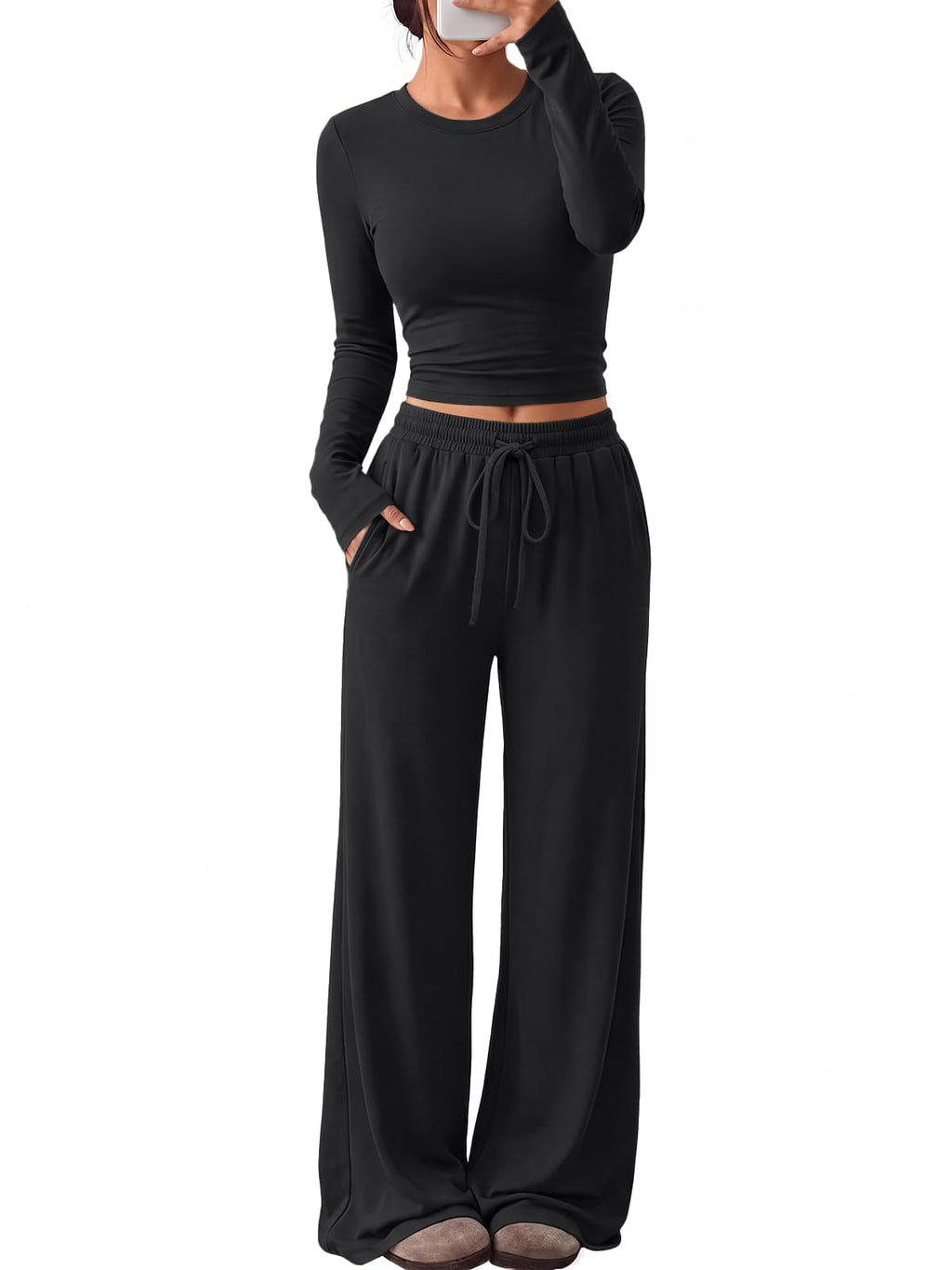 Trendy Queen Women's 2 Piece 2026 Fall Fashion Lounge Set with Pockets Jansha Store