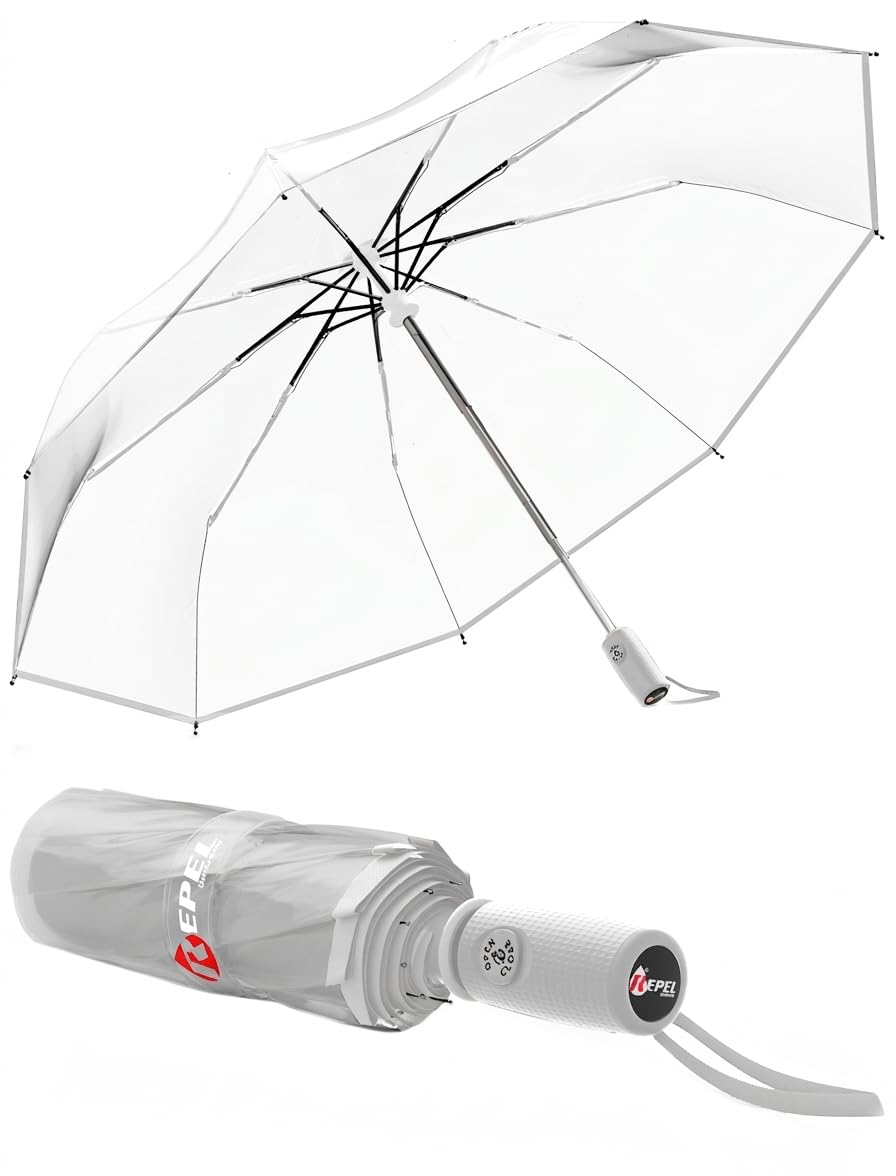 Windproof Travel Umbrella - Compact & Withstands Winds up to 100MPH, Strongest Premium Auto Folding Umbrella for Rain and Sun - Durable, Light & Portable for Women & Men, Fits Backpack & Cars Jansha Store