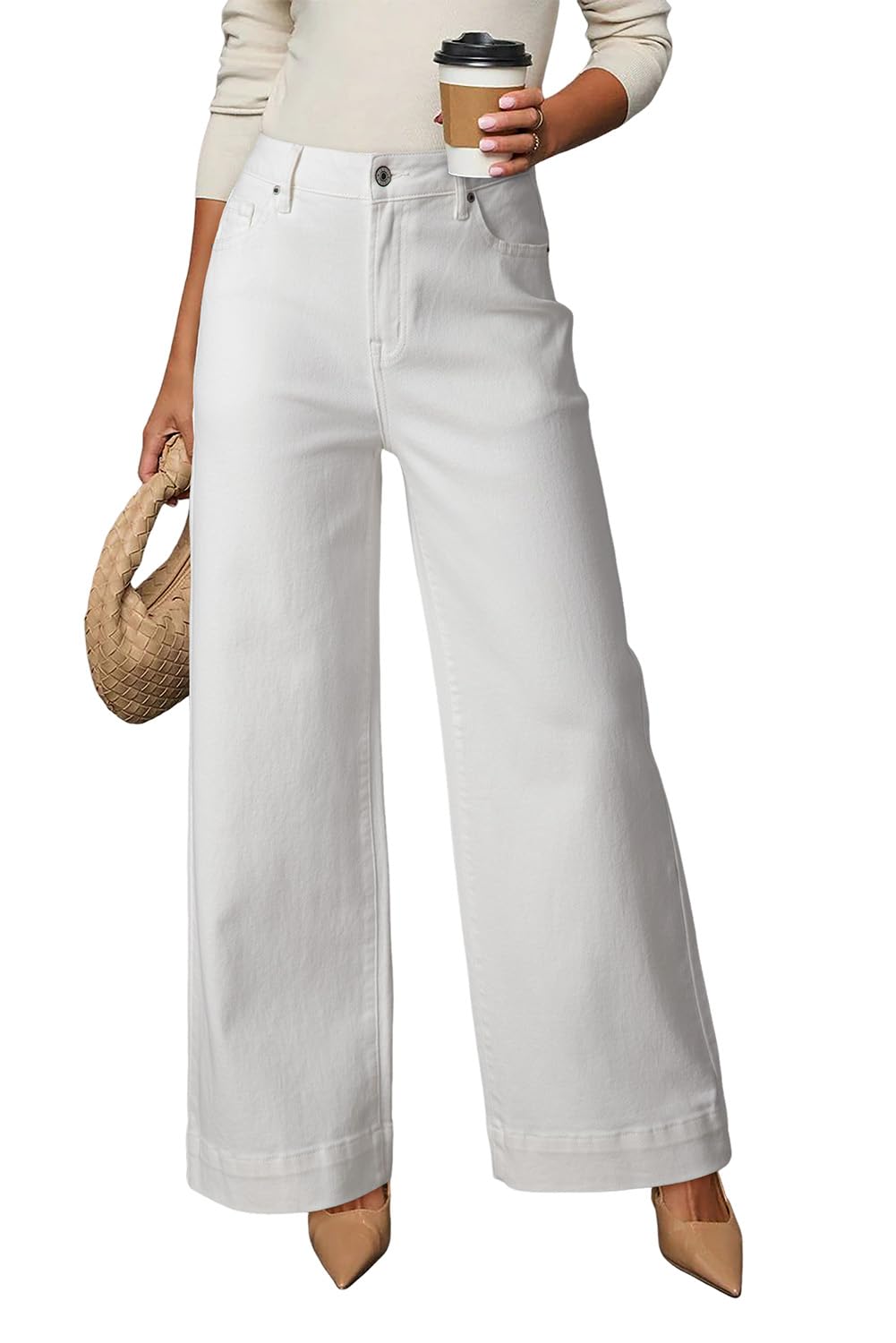Dokotoo Women's Casual High Waisted Jeans Stretch Wide Leg Loose Denim Pant Jansha Store