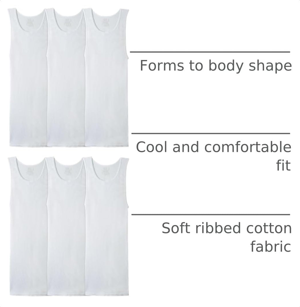 Fruit of the Loom Men's Sleeveless Tag Free Moisture Wicking Tank A-Shirt Jansha Store