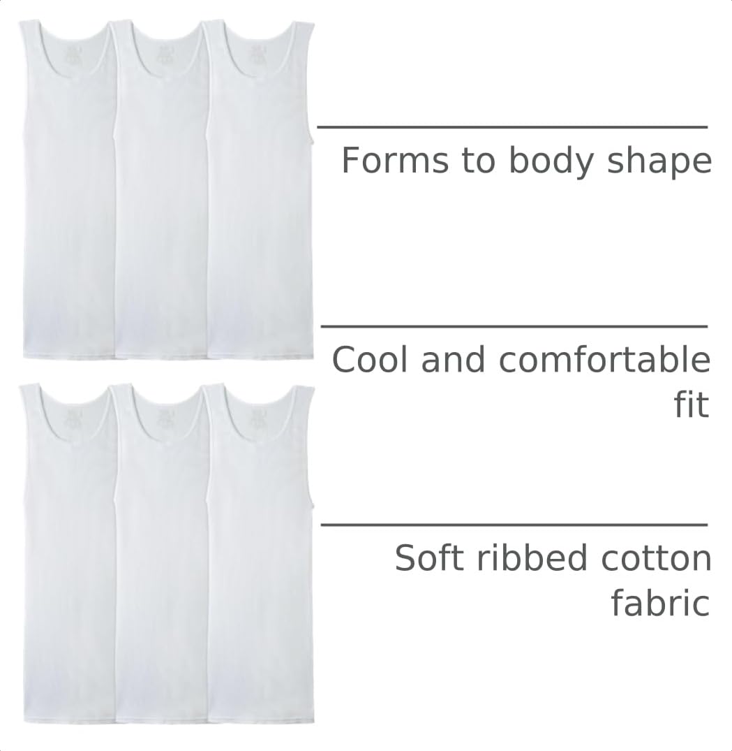 Fruit of the Loom Men's Sleeveless Tag Free Moisture Wicking Tank A-Shirt Jansha Store