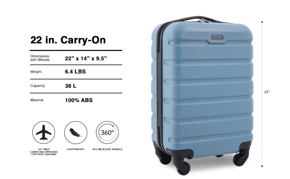 Wrangler 22" Hardside Spinner Carry-On Luggage, Teal Jansha Store