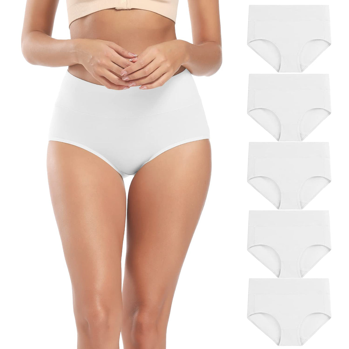 Molasus Women's Cotton Underwear High Waisted Full Coverage Ladies Panties (Regular & Plus Size) Jansha Store