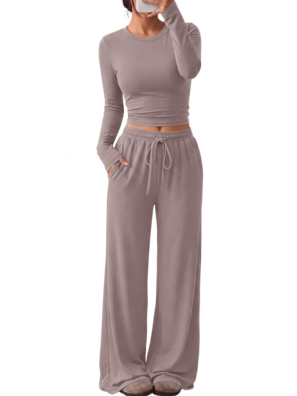 Trendy Queen Women's 2 Piece 2026 Fall Fashion Lounge Set with Pockets Jansha Store