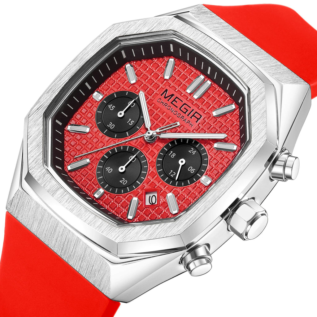MEGIR Fashion Sport Military Watches for Men Luxury Quartz Wristwatch Silicone Strap Waterproof Date Clock 24-hour Reloj Hombre 2215-14