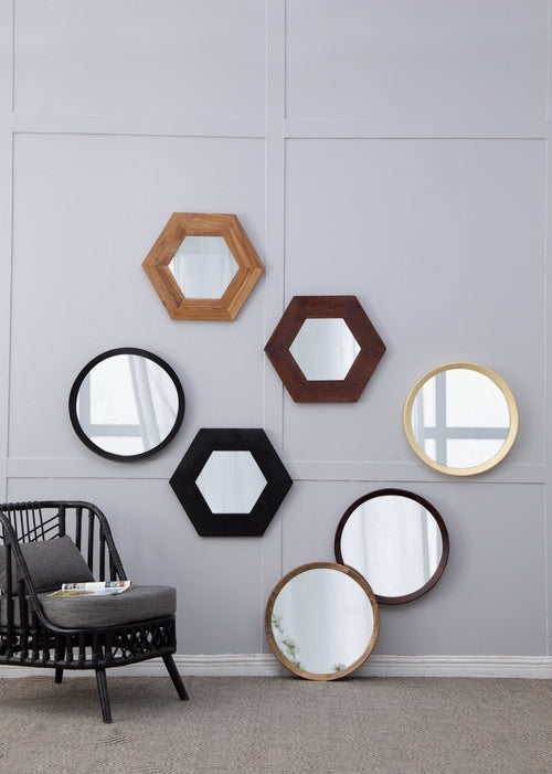 Solid Mango Wood Frame Wall Mirror, Available in 2 Colors Jansha Store