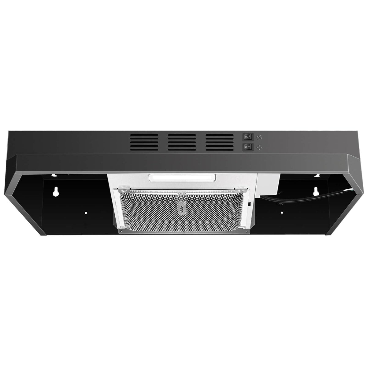 SNDOAS Black Range Hood 36 inch,Ductless Under Cabinet Range Hood Included Carbon Sponge Filter,Ducted Optional,Kitchen Hood 36 inch with 2 Vents,2 Speeds,Hard Wired Stove Vent Jansha Store