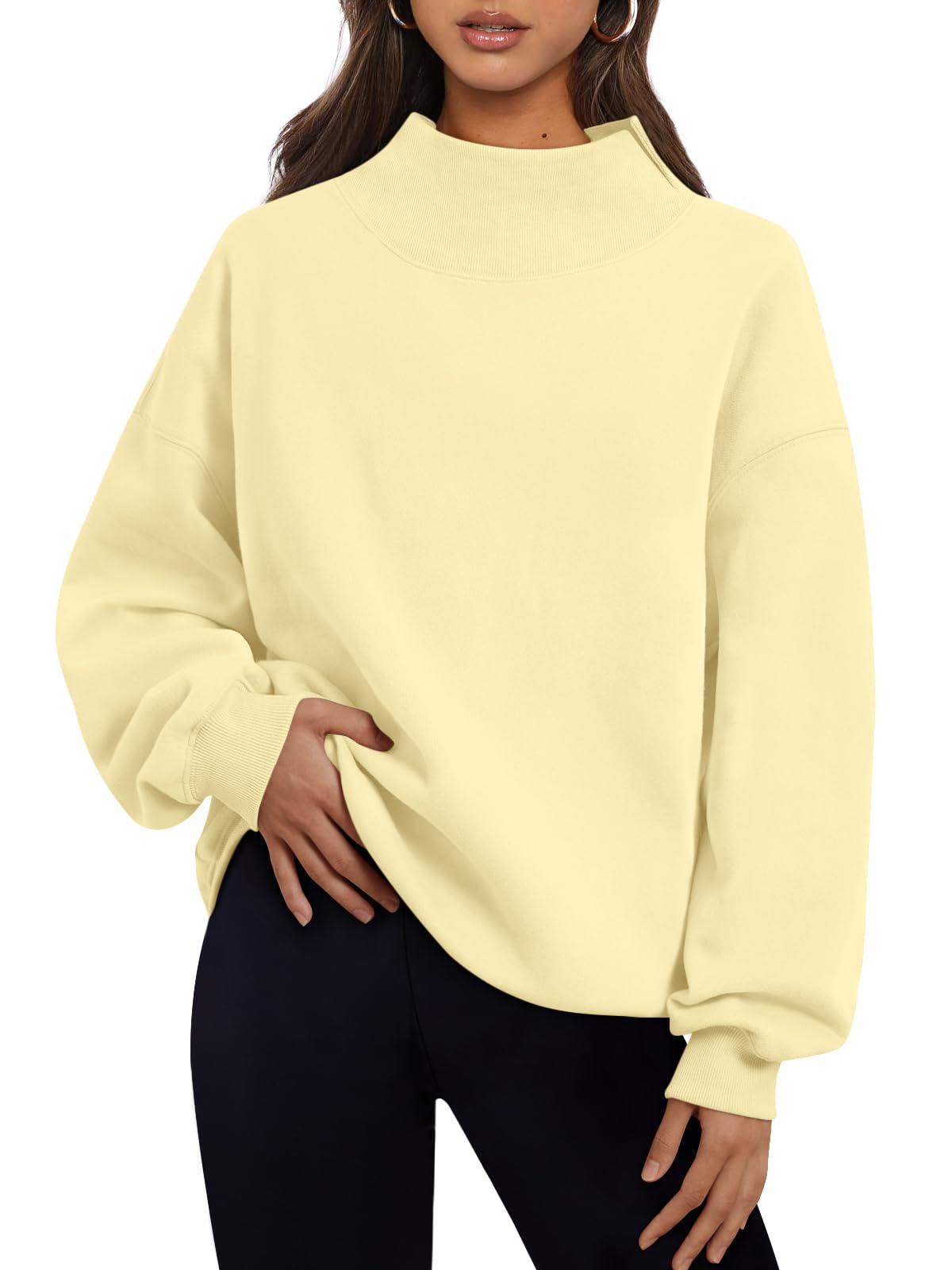 Trendy Queen Womens Mock Neck Sweatshirts Oversized Pullover Fall Outfits Jansha Store
