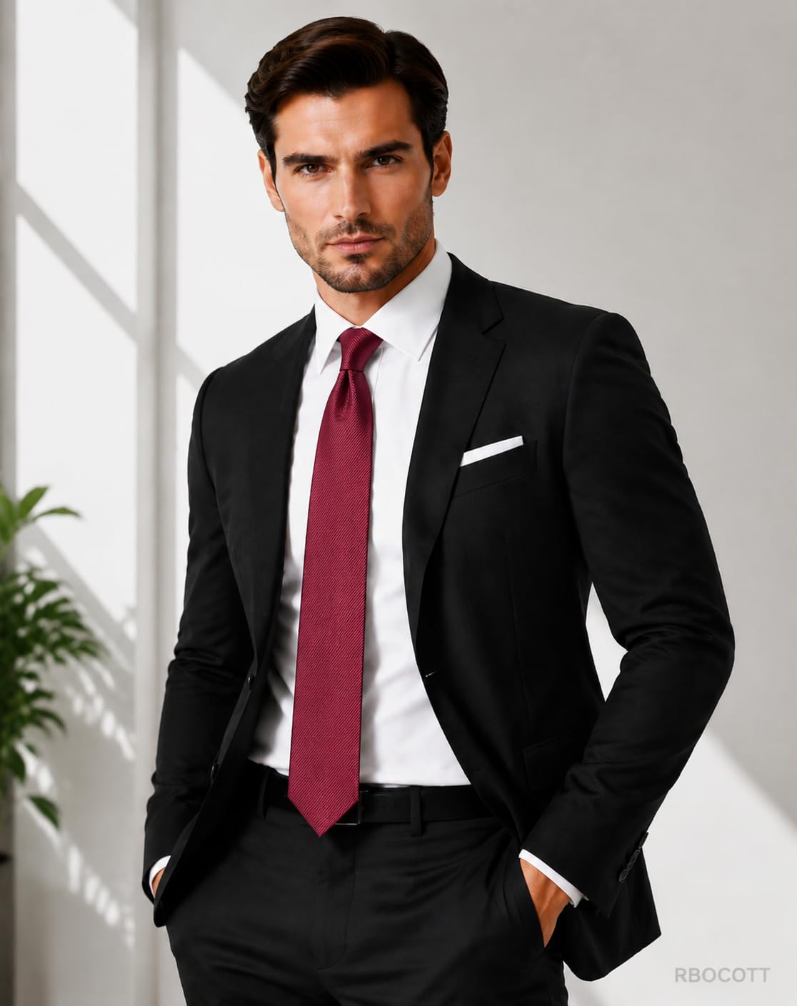 RBOCOTT Solid Color Tie Formal Necktie for Men Jansha Store