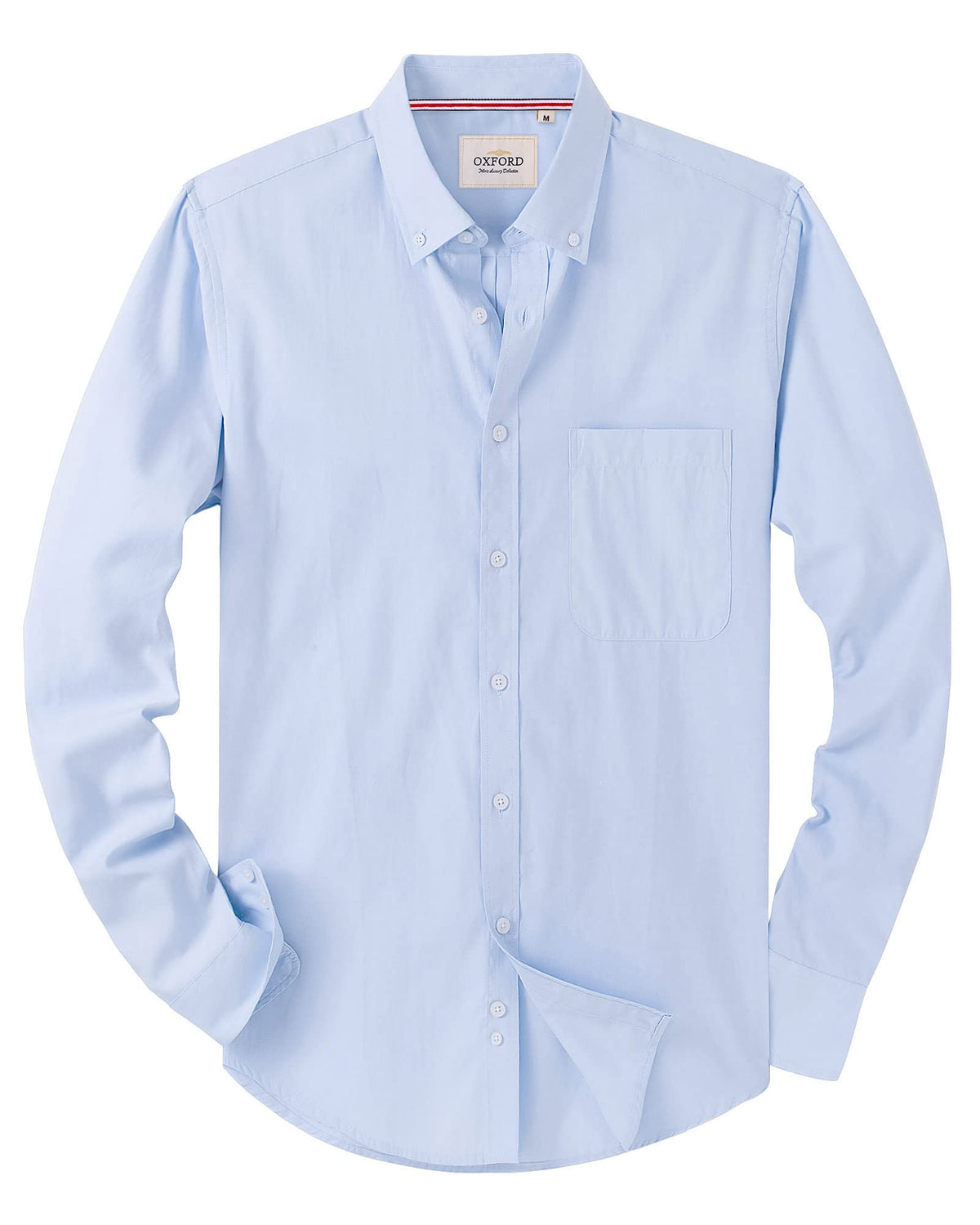 Alimens & Gentle Mens Solid Oxford Shirt Long Sleeve Dress Shirt Work Casual Button Down Shirts with Pocket Jansha Store
