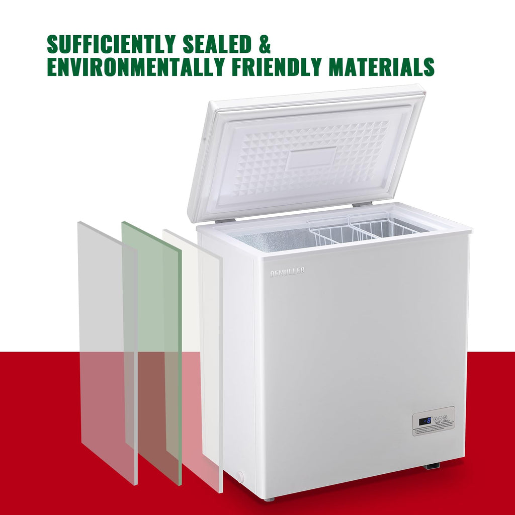 DEMULLER Chest Freezer 5.0Cubic Feet Deep Freezer Freestanding Freezers with 2 Removable Stainless Steel Basket, Mini Freezer Top Open Door Compact Freezer with Electronic Control 41℉ to -15℉BLACK Jansha Store