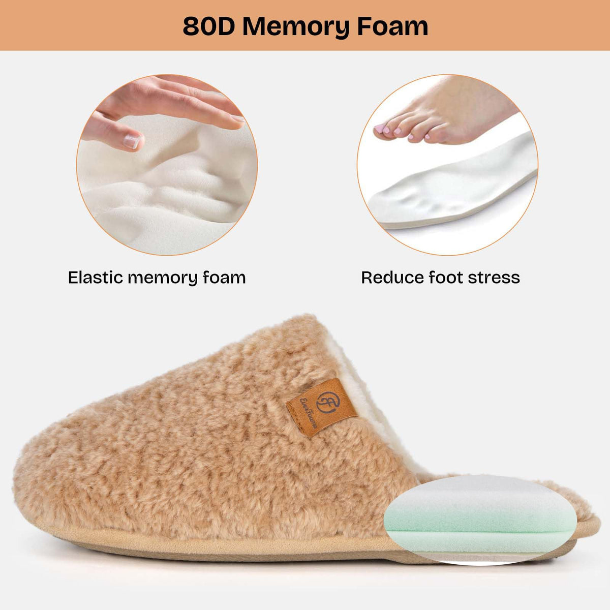 EverFoams Women's Fuzzy Slippers Warm Cozy Memory Foam Indoor House Shoes Jansha Store