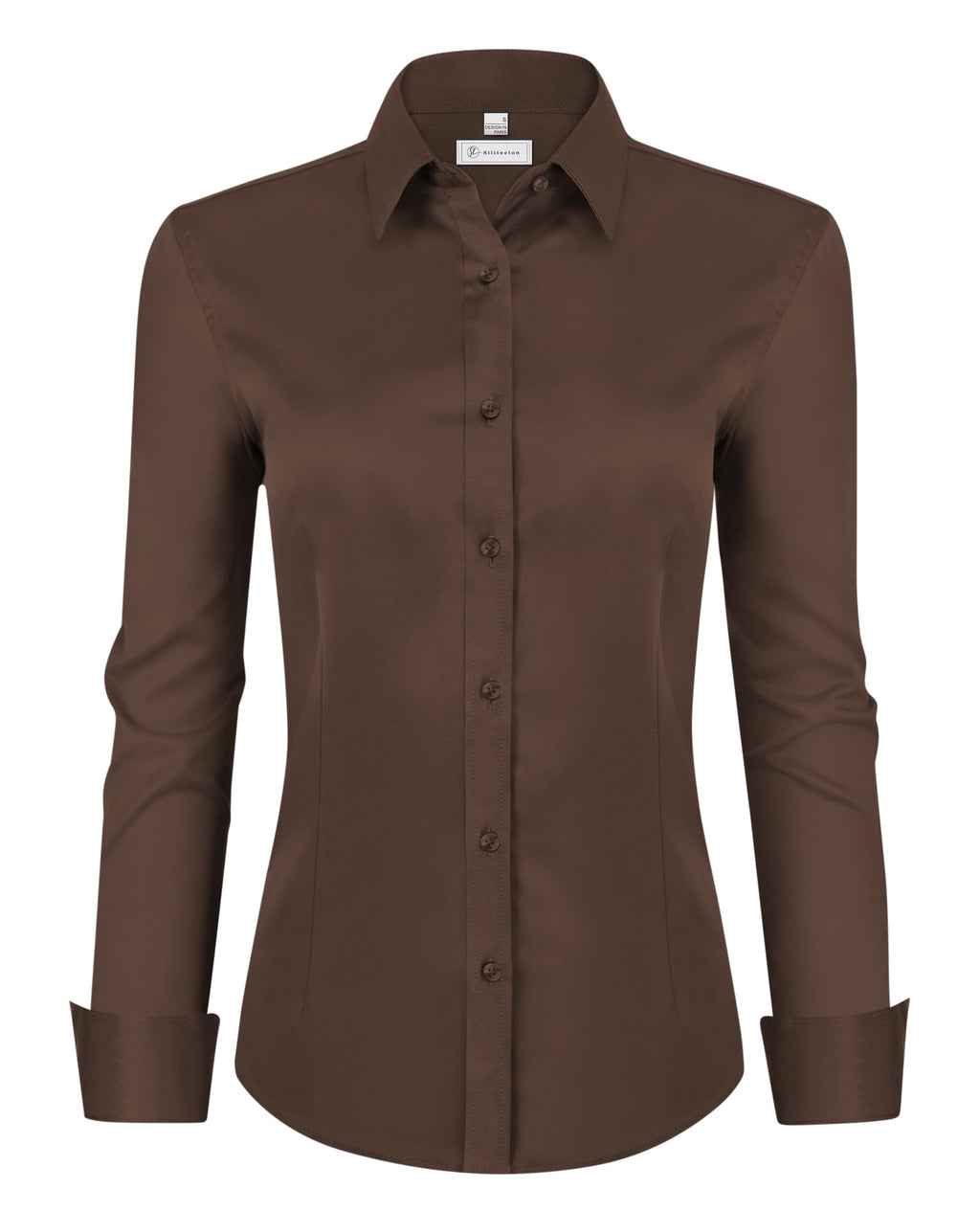 siliteelon Womens Classic-Fit Dress Shirts Long Sleeve Button Down Wrinkle-Free Stretch Solid Casual Work Office Blouse Top Jansha Store