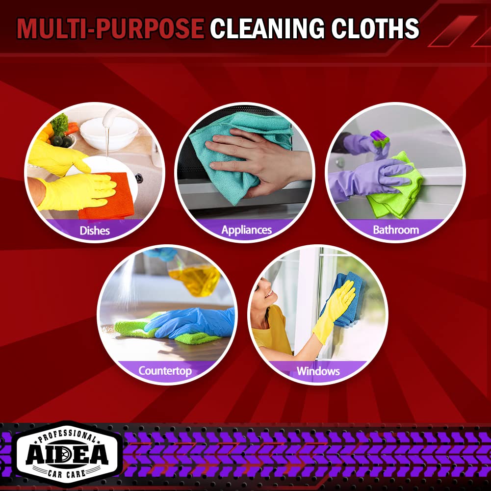 AIDEA Microfiber Cleaning Cloth-50PK, Microfiber Towels for Cars, 12"×12" Jansha Store