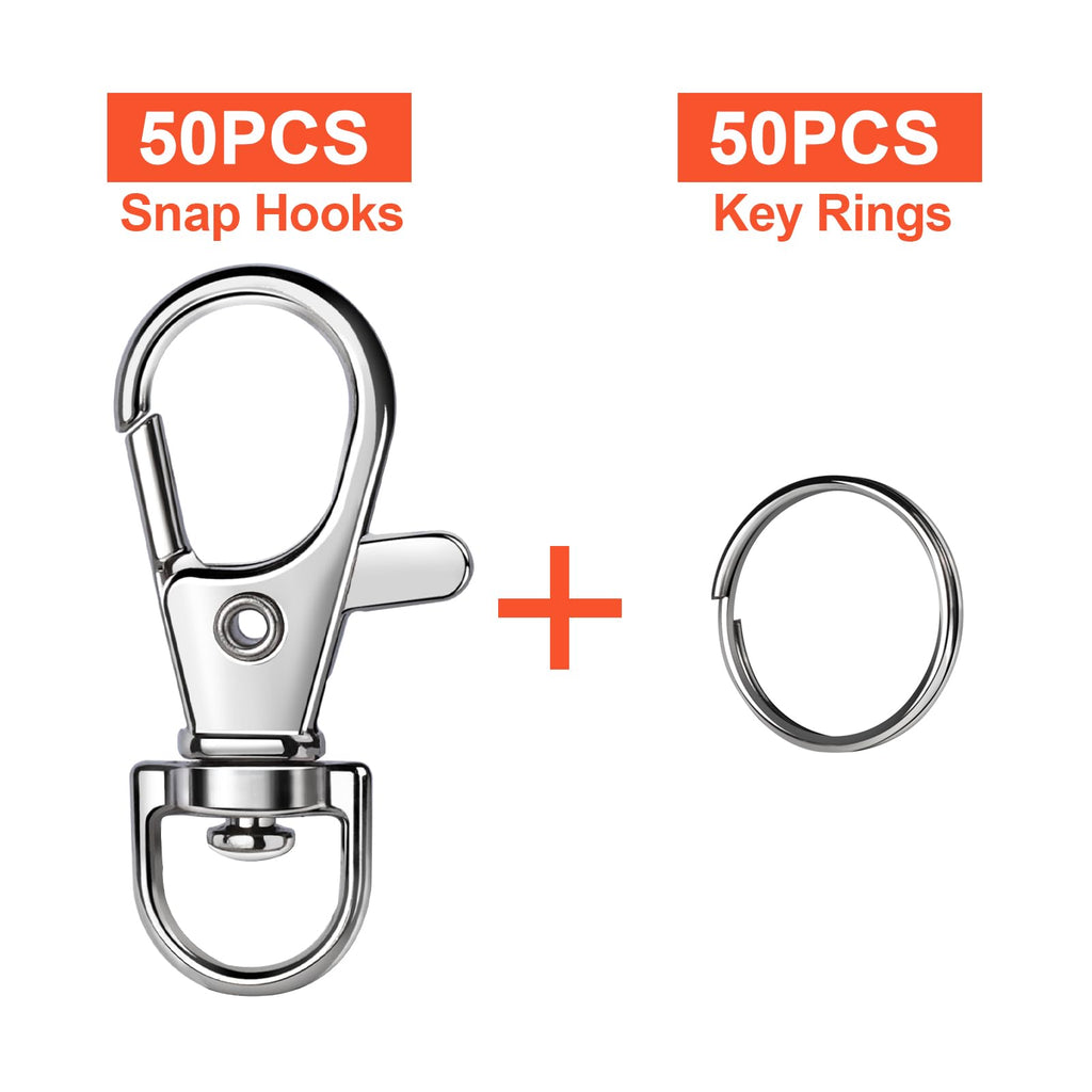 LEOBRO 70PCS Lobster Claw Clasps and Key Rings, 35PCS Keychains Clips and 35PCS Key Chain Ring, Keychain Making kit for Key Chain, Jewelry Making, Art Crafts, Silver Jansha Store