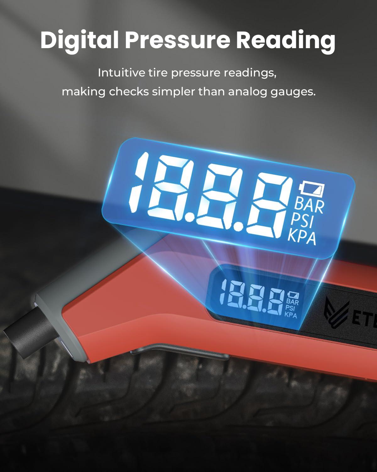 ETENWOLF T300 Digital Tire Pressure Gauge 200 PSI for Car, RV, Truck, Bikes Jansha Store
