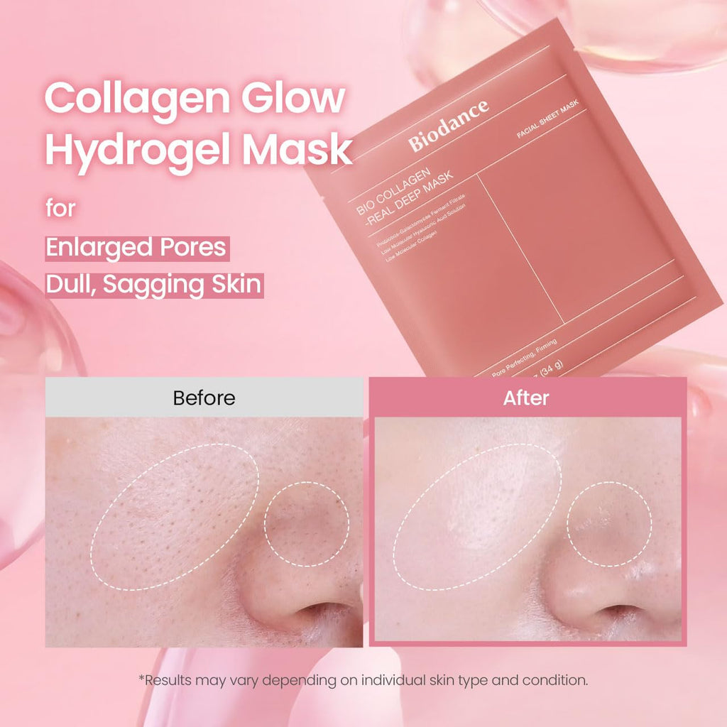 BIODANCE Bio-Collagen Real Deep Mask, Hydrating Overnight Hydrogel Face Mask, Pore Minimizing, Elasticity, Plumping, Travel Essentials & Self Care Gifts for Women, Korean Skin Care | 1.19oz(34g) x 4ea Jansha Store