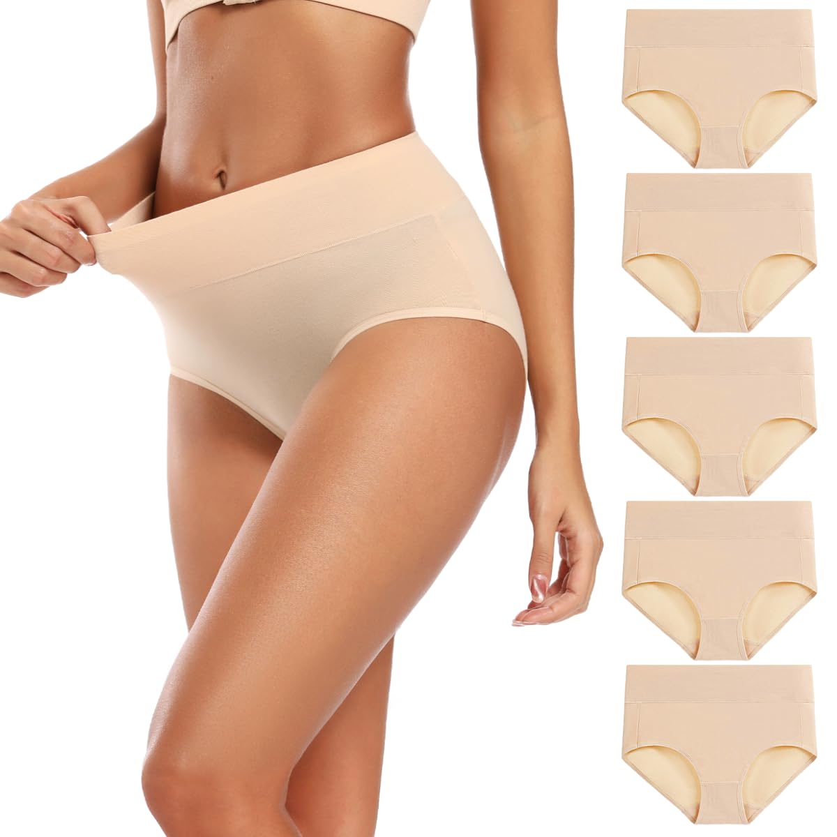 Molasus Women's Cotton Underwear High Waisted Full Coverage Ladies Panties (Regular & Plus Size) Jansha Store