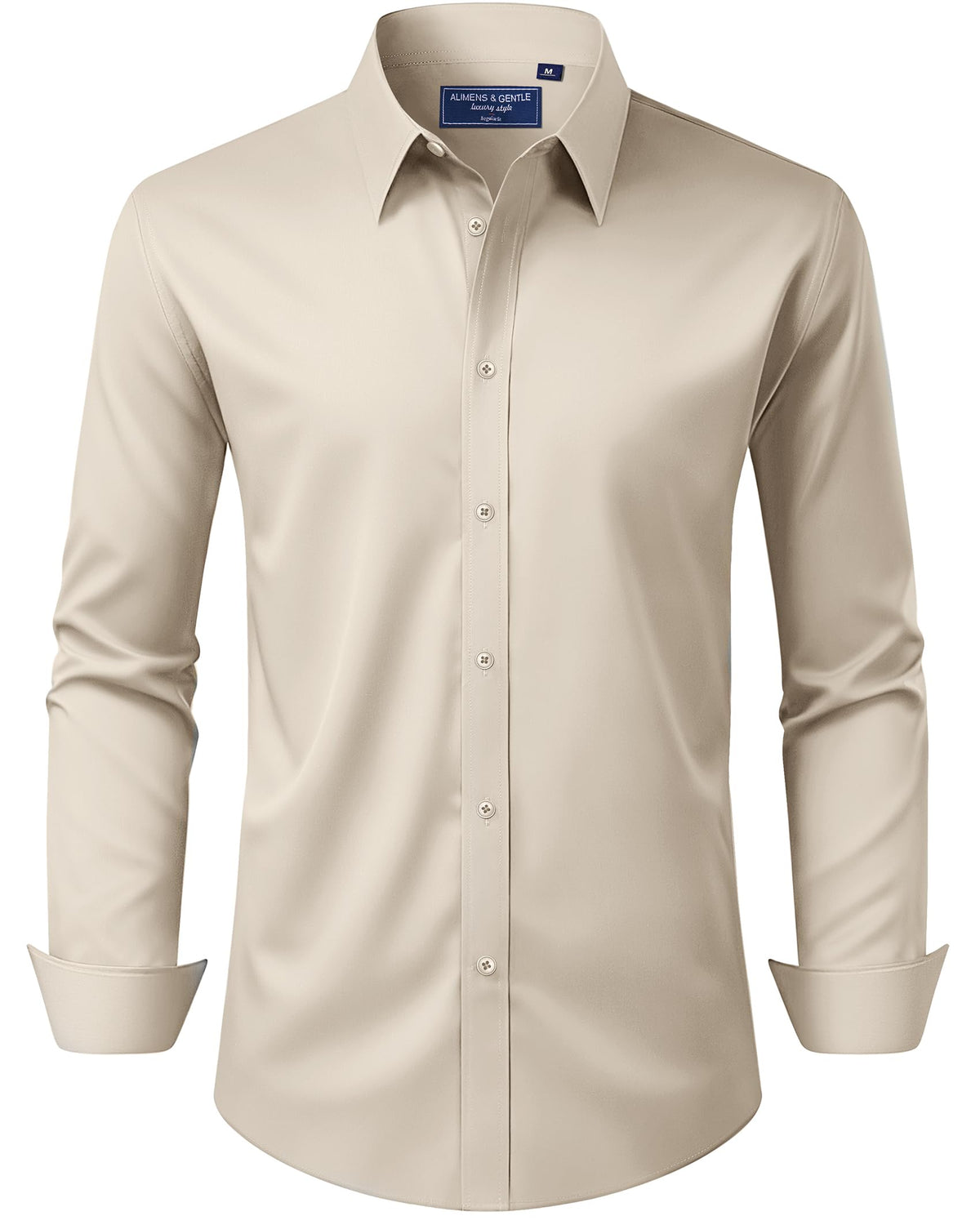 Alimens & Gentle Men's Dress Shirt Regular Fit Stretch Stain Shield Long Sleeve Solid Business Wedding Button Down Shirts Jansha Store