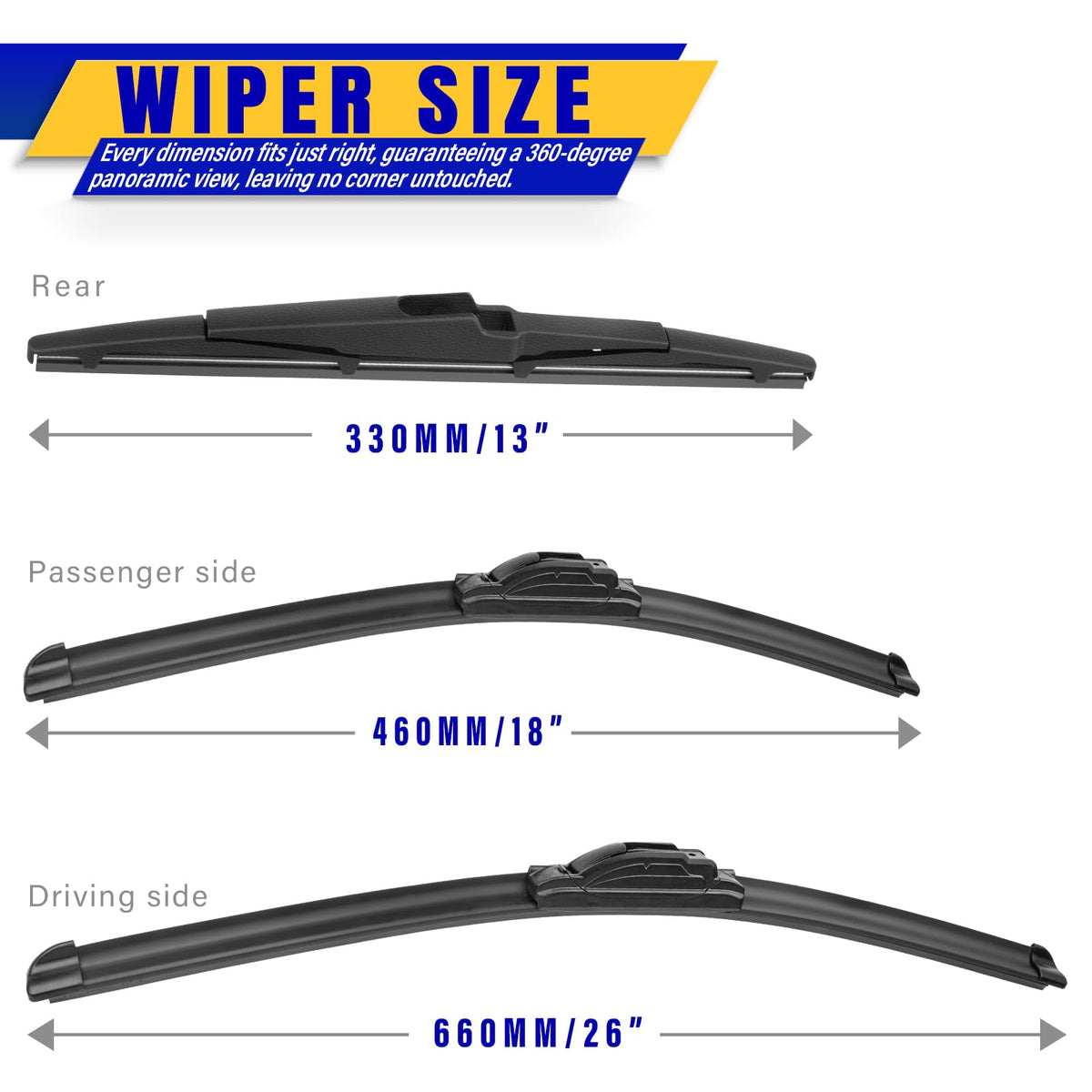 3 Wipers Fits Subaru Forester 2012-2018 Outback 2015-2019 Wiper Blades Jansha Store