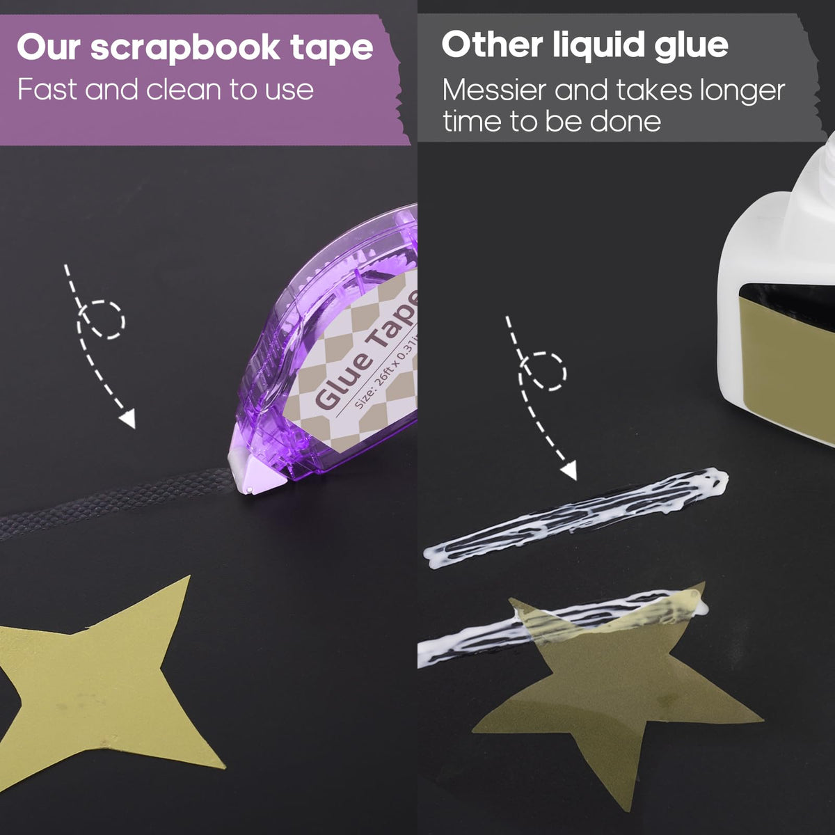 Secopad Scrapbook Tape, Glue Tape for Crafts, 12 Pack, Clear Colored Shell Jansha Store