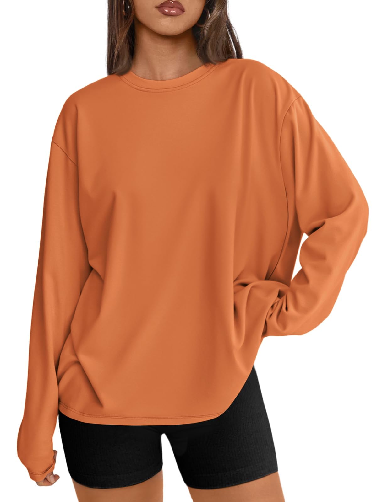 Trendy Queen Womens Oversized Long Sleeve Shirts Fall Tops 2026 Basic Tees Jansha Store