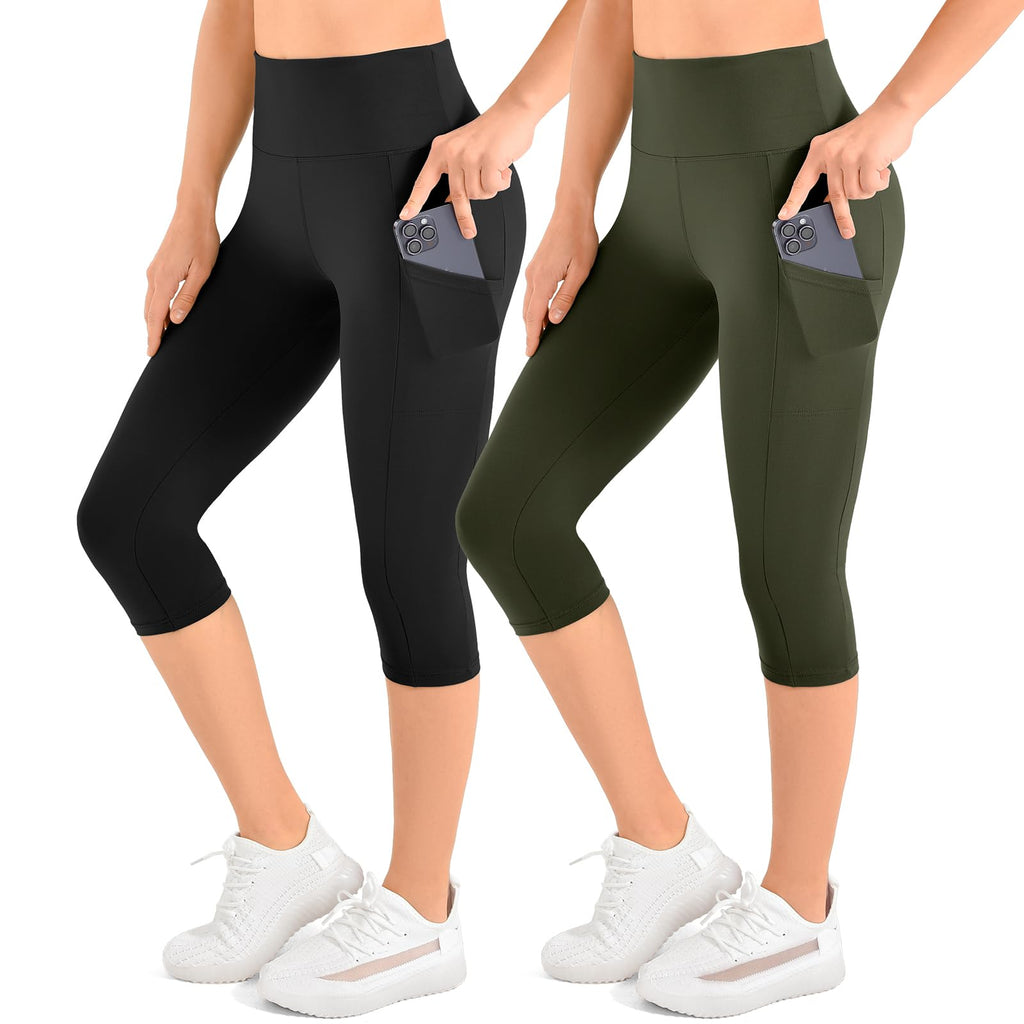 Leafigure 2-Pack High Waist Leggings with Pockets for Women Jansha Store