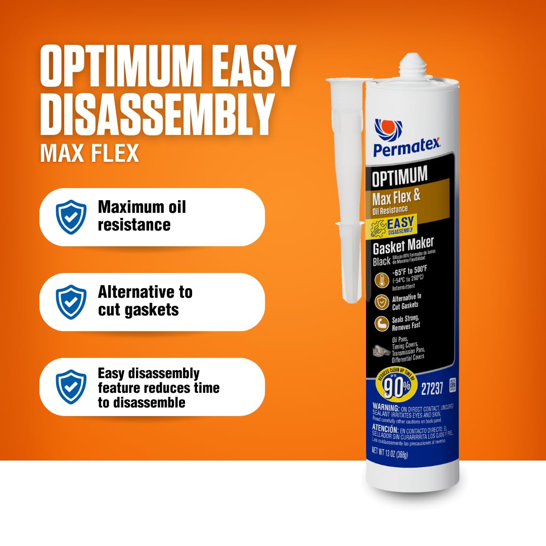 Permatex 82180 Ultra Black Maximum Oil Resistance RTV Silicone Gasket Maker, Sensor Safe and Non-Corrosive, for High Flex and Oil Resistant Applications 3 oz Jansha Store