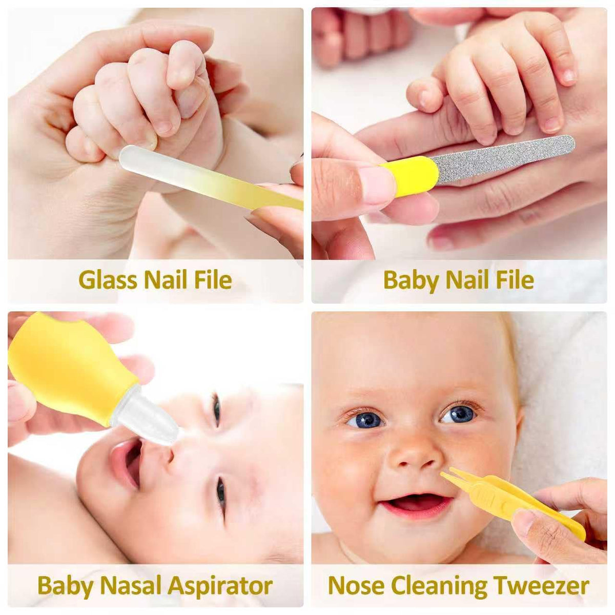 Baby Grooming Kit, Infant Safety Care Set with Hair Brush Comb Nail Clipper Nasal Aspirator,Baby Essentials Kit for Newborn Girls Boys (Grey White) Jansha Store