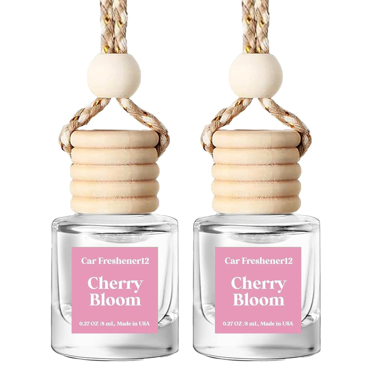 C Classy Car Air Freshener Hanging 2 Pack, Mahogany Teakwood Essential Oil Diffuser, Cute Glass Bottle, Long-Lasting Fragrance Car Accessories for Women & Men, Made in USA Jansha Store