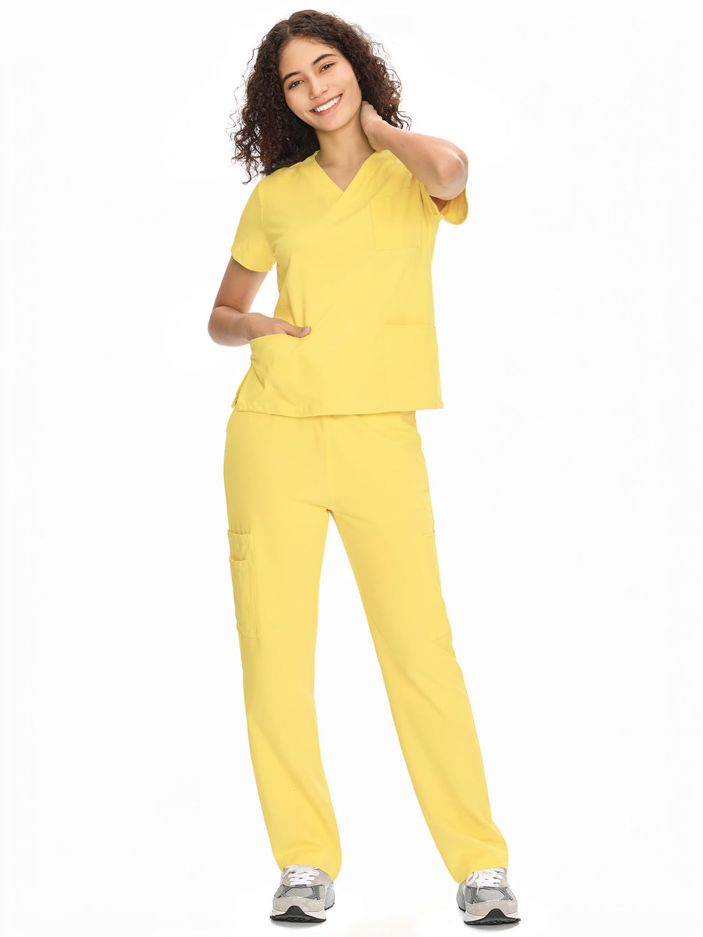 COZYFIT Scrubs for Women Set - V-Neck & Straight Leg Pants with 9 Pockets Jansha Store