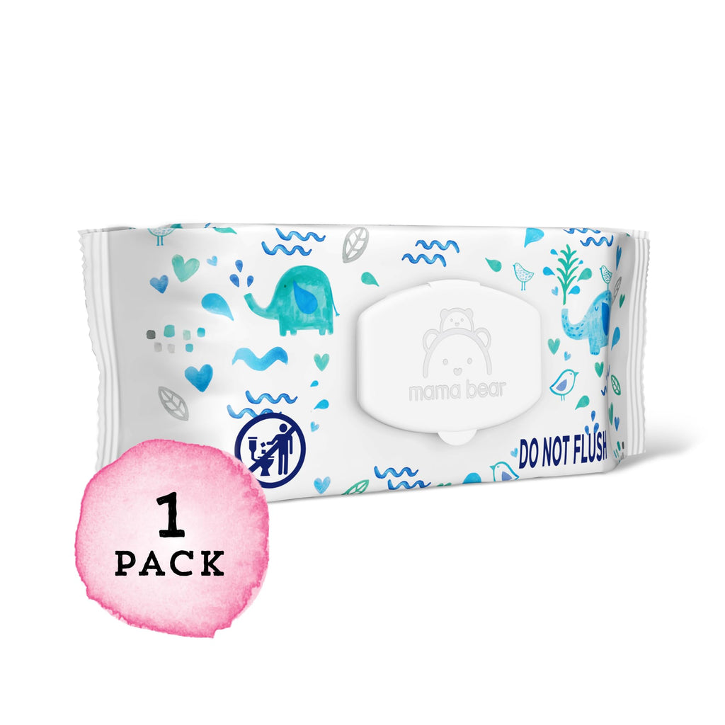 Amazon Brand - Mama Bear 99% Water Baby Wipes, Hypoallergenic, Fragrance Free,72 Count (Pack of 6) Jansha Store