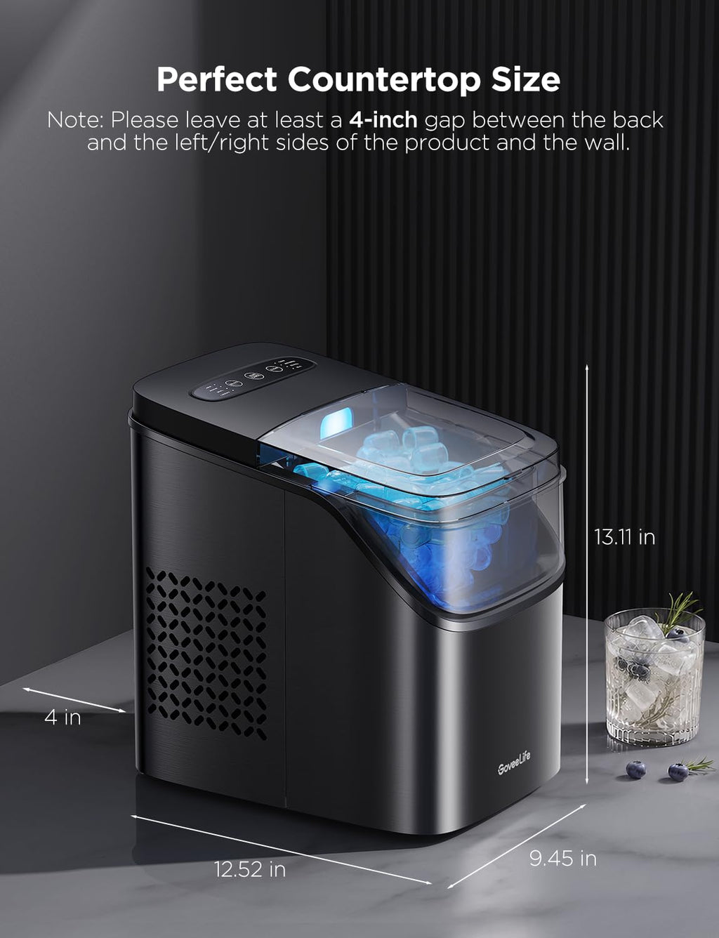 GoveeLife Smart Ice Maker, 9 Ice Cubes in 6 Mins 3 Sizes, 26lbs/Day, Silver Jansha Store