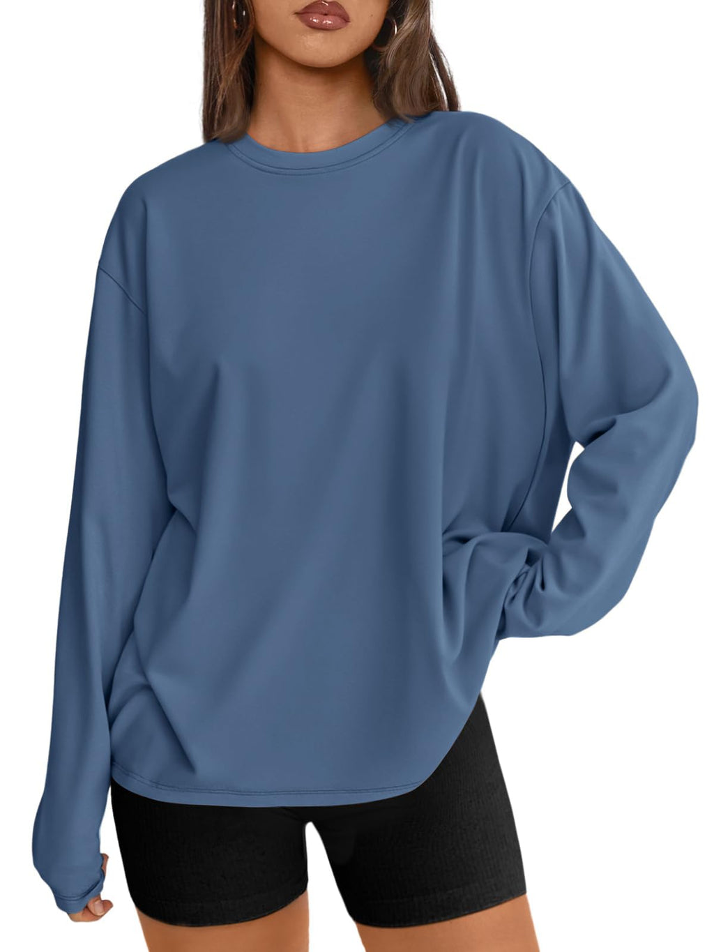 Trendy Queen Womens Oversized Long Sleeve Shirts Fall Tops 2026 Basic Tees Jansha Store