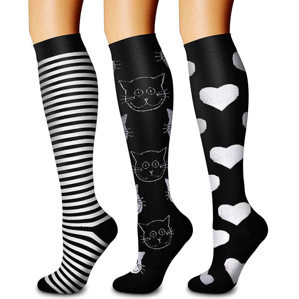 CHARMKING Compression Socks for Women & Men Circulation (3 Pairs) 15-20 mmHg is Best Support for Athletic Running Cycling Jansha Store