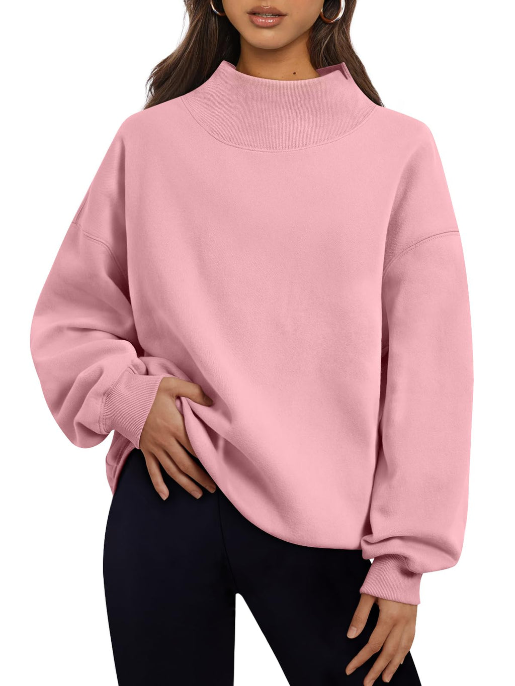 Trendy Queen Womens Mock Neck Sweatshirts Oversized Pullover Fall Outfits Jansha Store