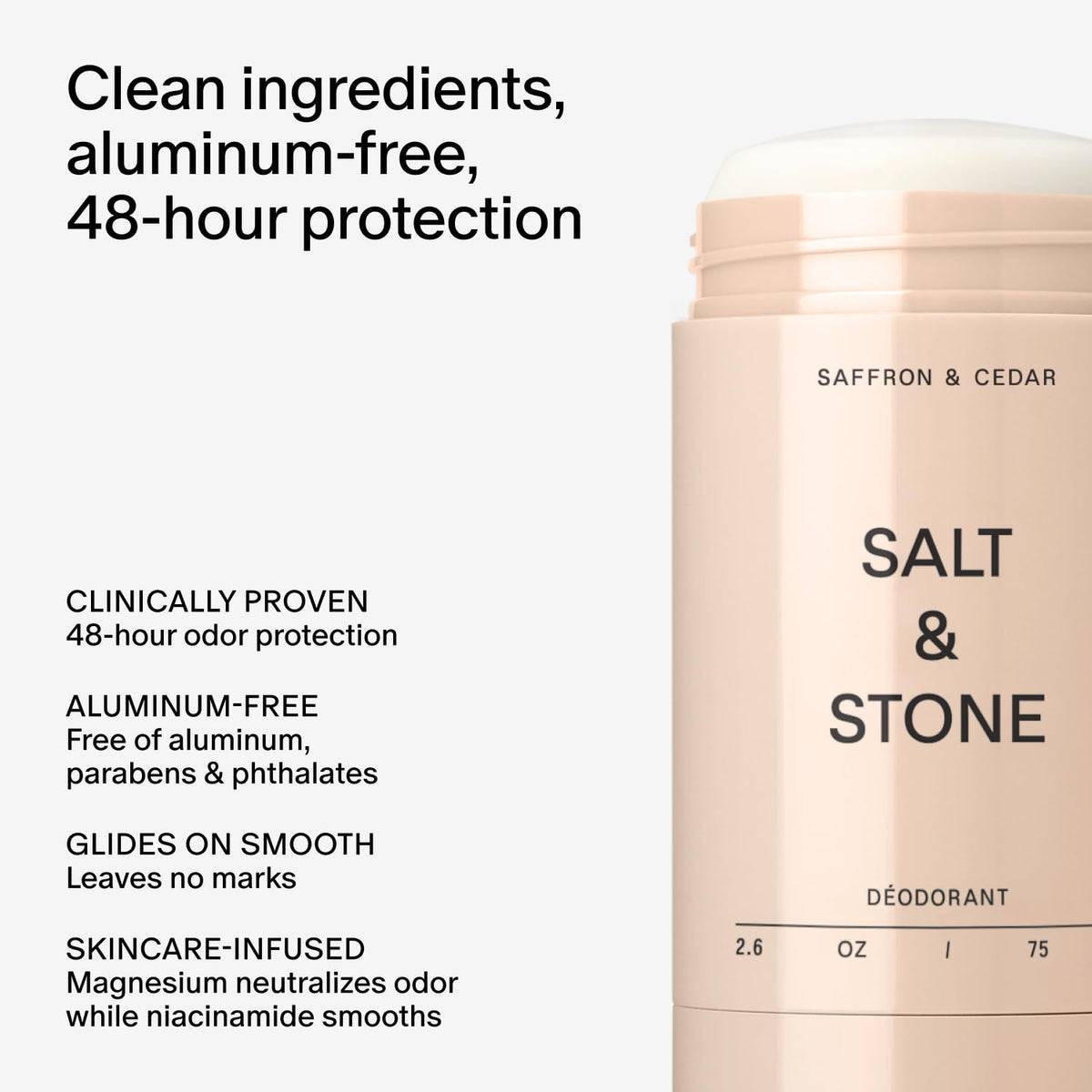 Salt & Stone Aluminum-Free Deodorant for Women & Men Saffron & Cedar 2.6 oz Jansha Store