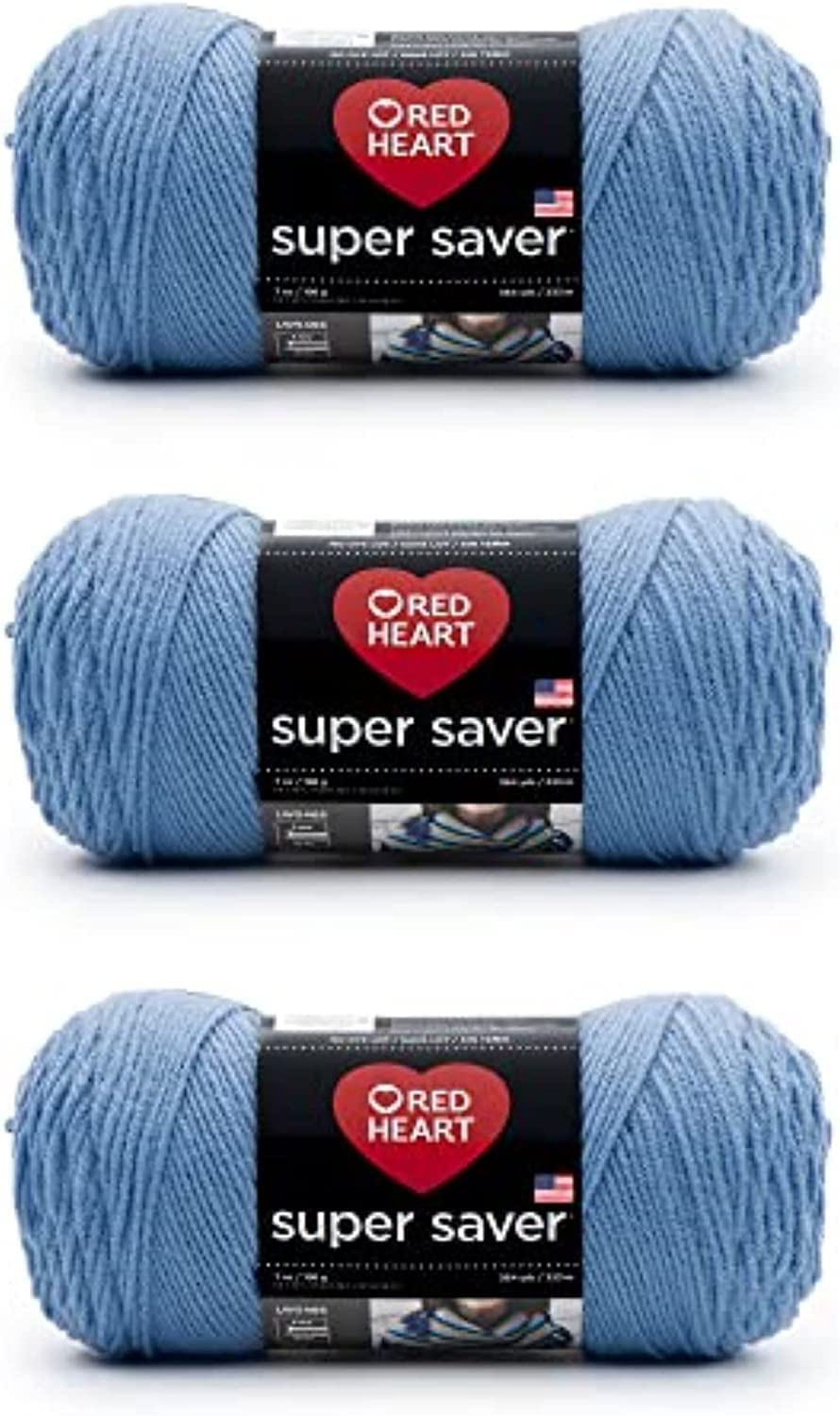 Red Heart Super Saver Yarn for Crocheting & Knitting, Medium Thyme, 3-Pack Jansha Store