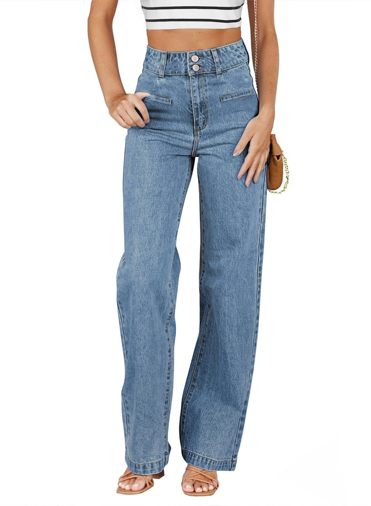 Sidefeel Jeans for Women High Waisted Straight Leg Denim Pants Jansha Store